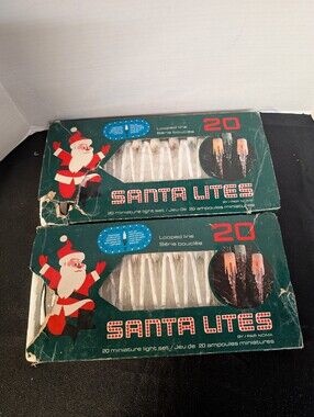 Vintage Noma  Santa Lites 20 Miniature Xmas Tree Icicle Lights 2  Working Sets